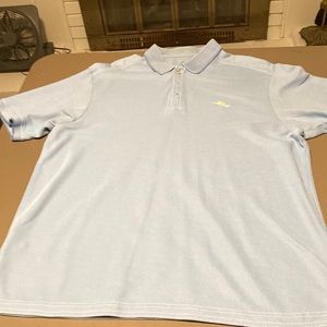 Tommy Bahama mens polo light blue short sleeve size L